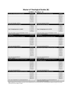 Master of Theological Studies (B) Fall 2013 – Thursday 6 – 10 FALL 2013 THOG 508 Theological Studies Also meets Saturday[removed]OTG 508 Old Testament Exegesis