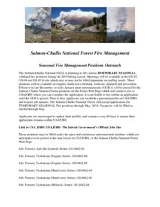 Wildland fire suppression / Civil service in the United States / Boise National Forest / Sawtooth National Forest / Helitack / USAJOBS / Salmon River / Frank Church—River of No Return Wilderness / Central Idaho / Idaho / Geography of the United States / Salmon-Challis National Forest