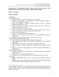 Biodiversity / Agronomy / Food security / Plant reproduction / International Treaty on Plant Genetic Resources for Food and Agriculture / International Union for the Protection of New Varieties of Plants / Intellectual property / Traditional knowledge / Plant breeding / Biology / Law / Agriculture