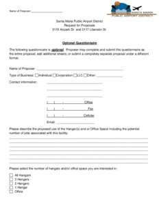 Name of Proposer:______________________  Santa Maria Public Airport District Request for Proposals 3115 Airpark Dr. and 3117 Liberator St.