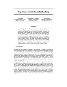 Log-Linear Models for Label Ranking  Ofer Dekel