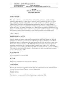 ARIZONA HISTORICAL SOCIETY 949 East Second Street Tucson, AZ[removed]Library and Archives[removed]Fax: ([removed]removed]