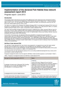 Implementation of the declared Fish Habitat Area network assessment report 2012