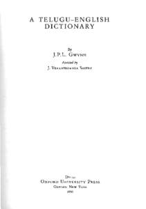A TELUGU-ENGLISH DICTIONARY BY  J.P.L. GWYNN
