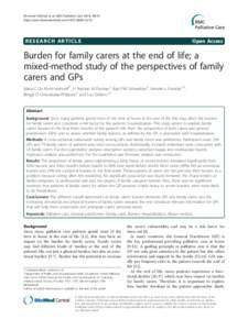 Burden for family carers at the end of life; a mixed-method study of the perspectives of family carers and GPs
