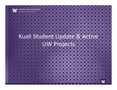 Kuali Student Update & Active UW Projects UW’s Kuali Student Timeline May 2008 Strategic