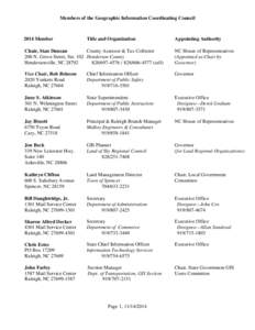 Members of the Geographic Information Coordinating Council[removed]Member Title and Organization