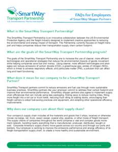 Frequently Asked Questions (FAQs) for Employees of SmartWay Shipper Partners (EPA-420-F-10-033a, June 2013)
