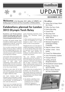 UPDATE DECEMBER 2011 Welcome to the December 2011 edition of UPDATE, our briefing paper for Parish and Town Councillors in Richmondshire.