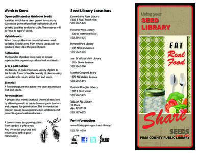 Words to Know  Seed Library Locations Open-pollinated or Heirloom Seeds