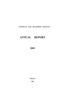 INSTITUTE FOR TRANSPORT SCIENCES  ANNUAL REPORT