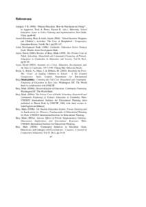 References Annigeri, V.B): ‘Primary Education: How the Panchayats are Doing?’, in Aggarwal, Yash & Premi, Kusum K. (eds.), Reforming School Education: Issues in Policy Planning and Implementation. New Delhi: V