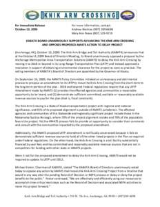 For Immediate Release October 13, 2009 For more information, contact: Andrew Niemiec[removed]Mary Ann Pease[removed]