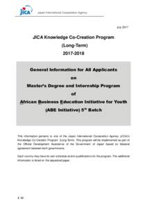 JulyJICA Knowledge Co-Creation Program (Long-TermGeneral Information for All Applicants