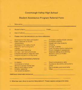 Conemaugh Valley High School  Student Assistance Program Referral Form 1.