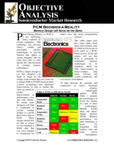 PCM BECOMES A REALITY Memory Design will Never be the Same P  hase-Change Memory or PCM is