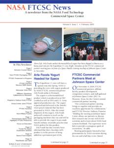 NASA FTCSC News  A newsletter from the NASA Food Technology Commercial Space Center Volume 6 Issue 1 • February 2005