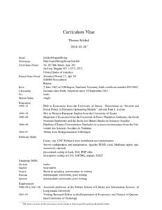 Curriculum Vitae Thomas Krichel 2014–10–28 ∗ Email Homepage