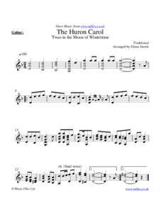 Sheet Music from www.mfiles.co.uk  The Huron Carol Guitar: