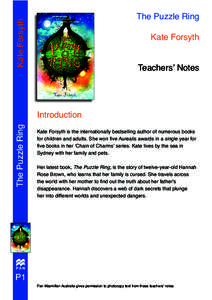 Kate Forsyth  The Puzzle Ring Kate Forsyth Teachers’ Notes
