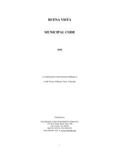 BUENA VISTA  MUNICIPAL CODE 1992