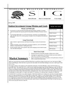 Spring[removed]Student Investment Group Mission and Goals Mission and Philosophy 