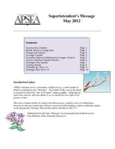 Superintendent’s Message May 2012 Contents: Introduction/Update Braille Books in Antigonish