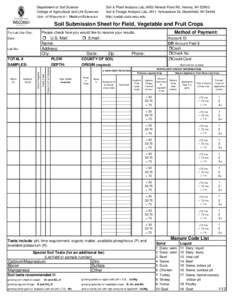 Department of Soil Science College of Agricultural and Life Sciences Univ. of Wisconsin – Madison/Extension Soil & Plant Analysis Lab, 8452 Mineral Point Rd, Verona, WISoil & Forage Analysis Lab, 2611 Yellowston