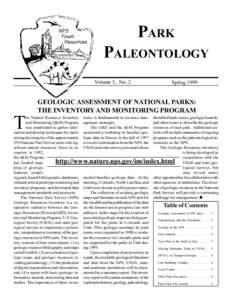 Park Paleontology, Spring 1999  Page 1  PARK PALEONTOLOGY Volume 5, No. 2