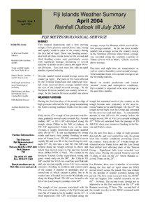 Fiji Islands Weather Summary April 2004 Rainfall Outlook till July 2004