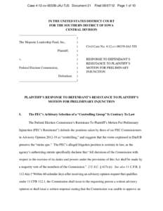 Case 4:12-cv[removed]JAJ-TJS Document 21  Filed[removed]Page 1 of 10 IN THE UNITED STATES DISTRICT COURT FOR THE SOUTHERN DISTRICT OF IOWA