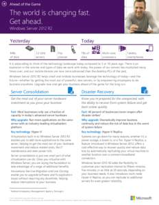 Ahead of the Game  The world is changing fast. Get ahead. Windows Server 2012 R2