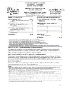 AUSTIN COMMUNITY COLLEGE/ TEXAS STATE UNIVERSITY ROUND ROCK CAMPUS TRANSFER PLANNING GUIDECATALOG