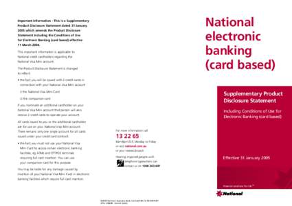 National electronic banking (card based)  Important Information - This is a Supplementary