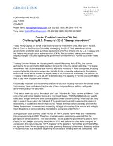 FOR IMMEDIATE RELEASE July 7, 2013 CONTACT Robert Terra, [removed], (O[removed], (M[removed]Tony Fratto, [removed], (O[removed], (M[removed]