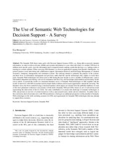 1  Undefined–24 IOS Press  The Use of Semantic Web Technologies for