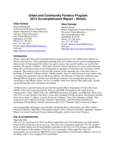 Urban and Community Forestry Program 2012 Accomplishment Report – Illinois State Contact State Forester