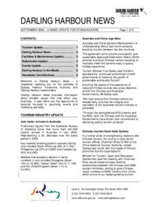 DARLING HARBOUR NEWS SEPTEMBER 2006 – A NEWS UPDATE FOR STAKEHOLDERS CONTENTS: Page 1 of 6