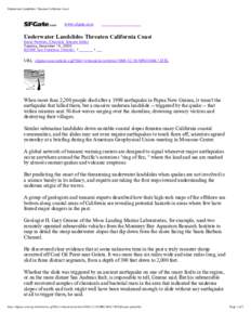 Underwater Landslides Threaten California Coast  www.sfgate.com Underwater Landslides Threaten California Coast David Perlman, Chronicle Science Editor