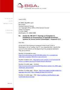 Microsoft Word - Ltr to Ben Golant on Sources for BSA Testimony[removed]