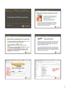 Electronic journals and paper journals  Copyright and library journals December 2013