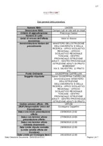 1/7  Dati generali della procedura Numero RDO: Descrizione RDO: Criterio di aggiudicazione: