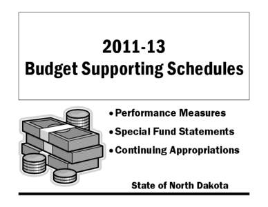 [removed]Budget Supporting Schedules Performance Measures Special Fund Statements Continuing Appropriations State of North Dakota