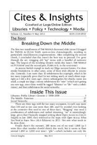 Cites & Insights Crawford at Large/Online Edition Libraries • Policy • Technology • Media Volume 12, Number 4: May 2012