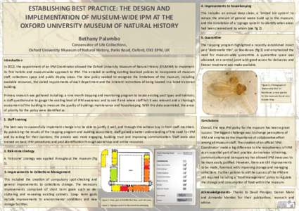 ESTABLISHING BEST PRACTICE: THE DESIGN AND IMPLEMENTATION OF MUSEUM-WIDE IPM AT THE OXFORD UNIVERSITY MUSEUM OF NATURAL HISTORY Bethany Palumbo Conservator of Life Collections, Oxford University Museum of Natural History