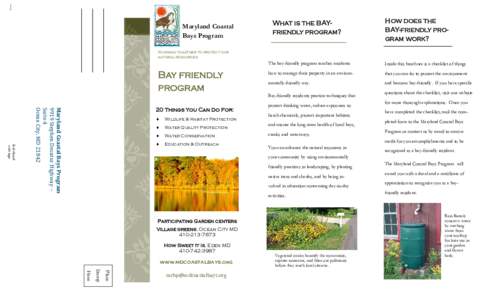 Maryland Coastal Bays Program What is the BAYfriendly program?  How does the