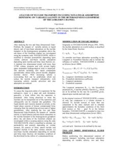 PROCEEDINGS, TOUGH Symposium 2003 Lawrence Berkeley National Laboratory, Berkeley, California, May 12–14, 2003 ANALYSIS OF NUCLIDE TRANSPORT INCLUDING NON-LINEAR ADSORPTION DEPENDING ON VARIABLE SALINITY IN THE HETEROG