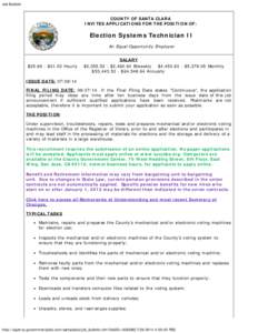 Job Bulletin     COUNTY OF SANTA CLARA INVITES APPLICATIONS FOR THE POSITION OF: