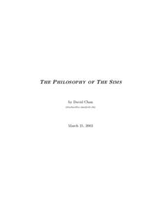 THE PHILOSOPHY OF THE SIMS  by David Chan ()  March 21, 2003