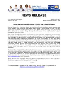 Microsoft Word - United Way News Release - Youth Board Awards G